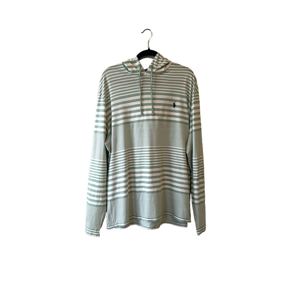 Ralph Lauren Men’s Size XL Green Striped Light Hooded Sweater